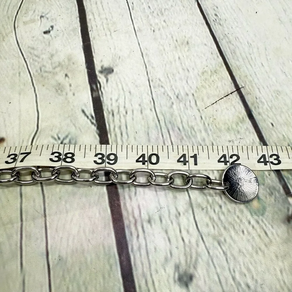 Vintage Silver Tone Medallion Chain Belt Large Adjustable Y2K Disco Waist Hip